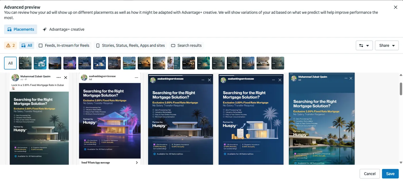 Huspy mortgage campaign, placement previews